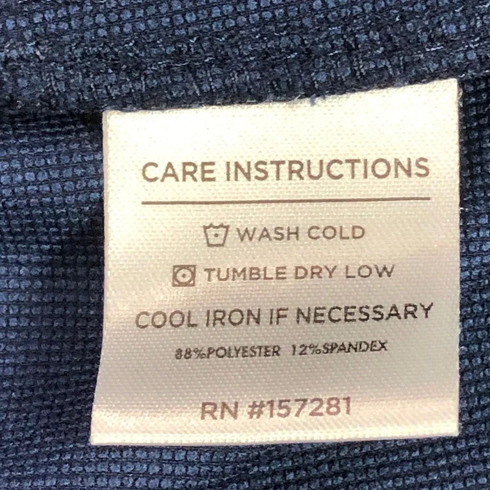 Mizzen+Main Mens Helmsman Pants 32x34 Navy Blue Slim Fit Performance Chino Golf